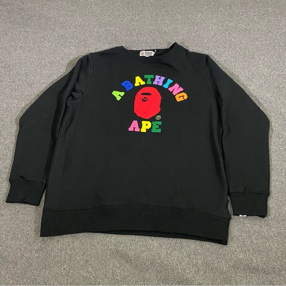 Bape Other - A Bathing Ape College Felt Patch Multicoloured Crewneck Sweatshirt Size XL